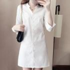 Long-sleeve Mini A-line Shirtdress