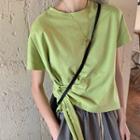 Short-sleeve Asymmetric T-shirt / Drawstring Waist Pants
