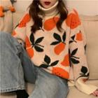 Turtleneck Orange Print Sweater