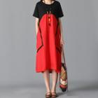 Contrast Color Short-sleeve Dress