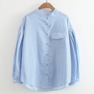 Striped Band-neck Shirt