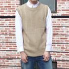 Plus Size Sleeveless Rib-knit Sweater
