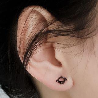 925 Sterling Silver Asymmetric Planet Stud Earring 1 Pair - Asymmetric - Black - One Size