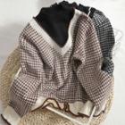 Mock Two-piece Houndstooth Sweater