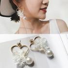 Love Heart Lace Beaded Drop Earrings