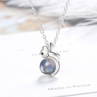 Moonstone Mouse Pendant Necklace Pendant & Chain - One Size