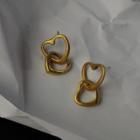 Interlocking Heart Alloy Dangle Earring A-512 - 1 Pair - Gold - One Size