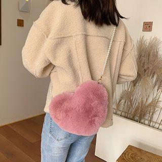 Mini Fluffy Heart Chain Crossbody Bag
