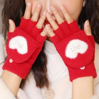 Heart Print Convertible Mittens