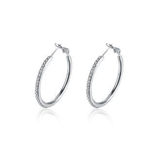Fashionable Simple Geometric Circle Earrings With Austrian Element Crystal Silver - One Size