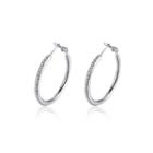 Fashionable Simple Geometric Circle Earrings With Austrian Element Crystal Silver - One Size