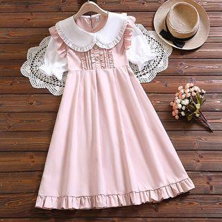 Sleeveless Collar Ruffle A-line Dress