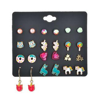 Set Of 12 Pairs: Ear Stud 12 Pairs - As Shown In Figure - One Size