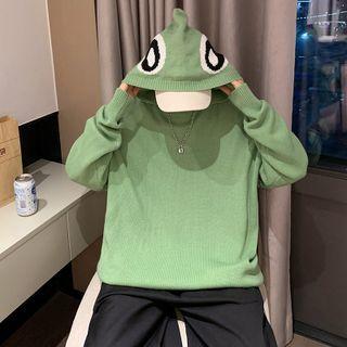 Frog Print Hooded Sweater