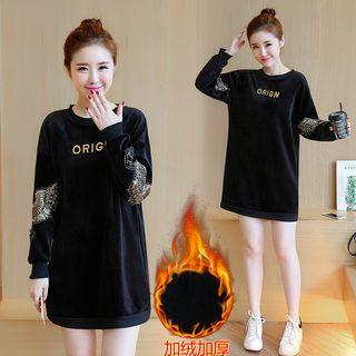 Letter Velvet Long-sleeve Dress