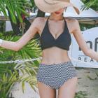 Halter Two-tone Patterned Bikini