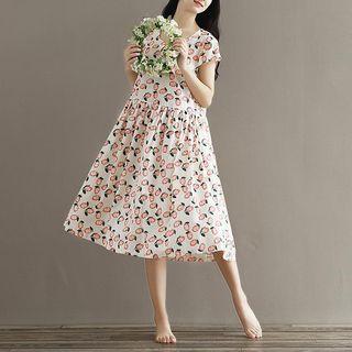Printed Short Sleeve Smock Dress