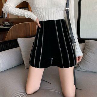 Velvet Zip Wide-leg Shorts