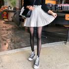 Paperbag-waist Pleated Mini Skirt