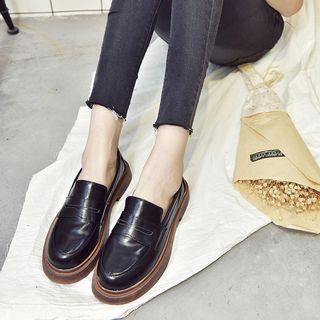 Faux-leather Chunky-heel Shoes