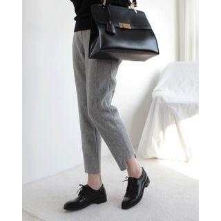 Cutout-hem Wool Blend Tapered Pants