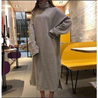 Turtleneck Tie Waist Pullover Dress