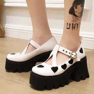 Platform Heart Mary Jane Shoes