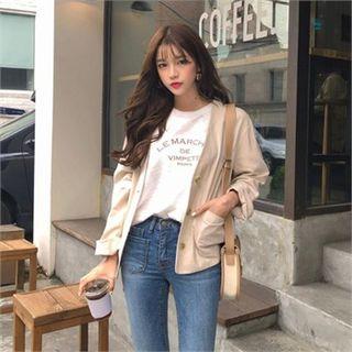 V-neck Buttoned Cotton Jacket