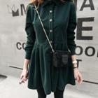 Long Sleeve Collared A-line Dress