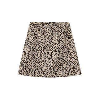 Leopard A-line Skirt Leopard Print - Almond - One Size
