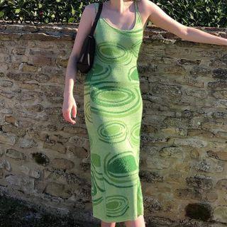 Spaghetti Strap Cutout Knit Midi Bodycon Dress