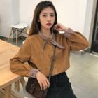 Plaid Trim Corduroy Shirt