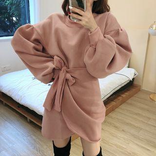 Tie-waist Asymmetric Pullover Dress