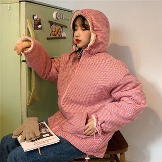 Color-block Zip Long-sleeve Cardigan Pink - One Size