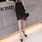 High Waist Tassel Skirt