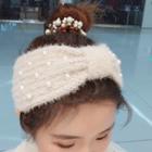 Faux Pearl Knotted Knit Headband