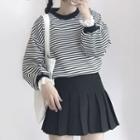Lace Panel Striped Sweater