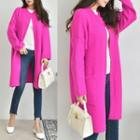 Open-front Pocket-detail Knit Coat