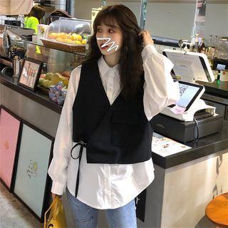 Plain Shirt / Tie Waist Vest