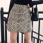 High Waist Leopard Print Mini A-line Skirt