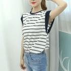Stripe Cap-sleeve T-shirt