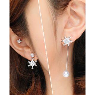 Snowflake Asymmetric Dangle Earrings One Size