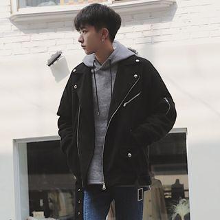 Notched-lapel Printed Zip Jacket