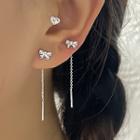 Bow Threader Earring 1 Pair - Silver - One Size