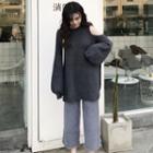Cold-shoulder Sweater / Wide Leg Pants