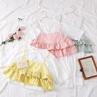 Set: Plain T-shirt Dress + Ruffled Camisole Top