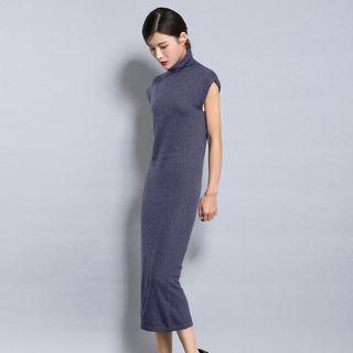 Turtleneck Cap Sleeve Knit Dress