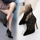 High-heel Perforated Ankle Pumps