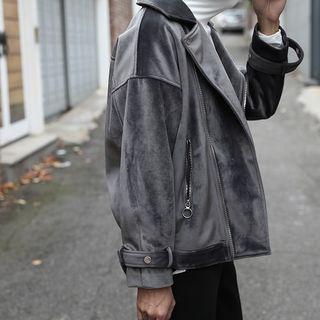 Plain Velvet Biker Jacket
