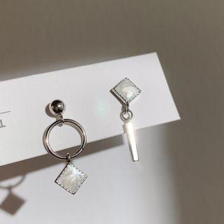 Asymmetric Ear Stud 1 Pair - 925 Silver - Silver - One Size